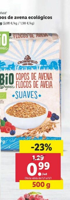 Lidl Copos de avena crownfield oferta