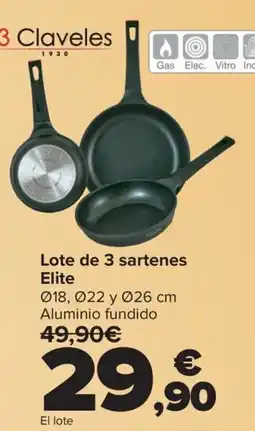 Carrefour Lote de 3 sartenes Elite oferta