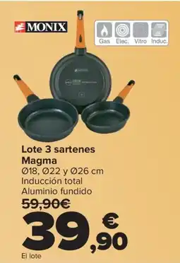 Carrefour Lote 3 sartenes Magma oferta
