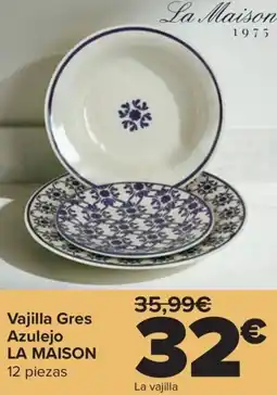 Carrefour LA MAISON Vajilla Gres Azulejo oferta