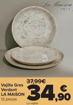 Carrefour LA MAISON Vajilla Gres Verdant oferta
