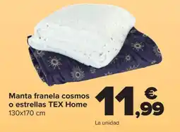 Carrefour TEX HOME Manta franela cosmos o estrellas oferta