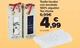 Carrefour TEX HOME Toalla lavabo con bordado 100% algodón oferta