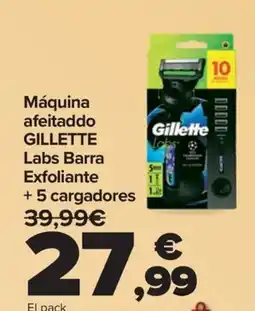 Carrefour GILLETTE Máquina afeitaddo Labs Barra Exfoliante + 5 cargadores oferta