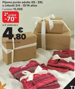 Carrefour TEX Pijama punto adulto XS - 3XL o infantil 3/4 - 13/14 años oferta