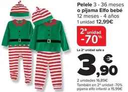 Carrefour Pelele 3-36 meses o pijama Elfo bebé oferta