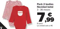 Carrefour Pack 2 bodies Navidad bebé oferta