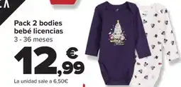 Carrefour Pack 2 bodies bebé licencias oferta
