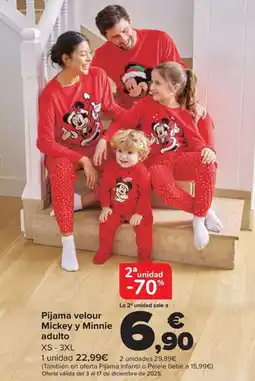 Carrefour Pijama velour Mickey y Minnie adulto oferta