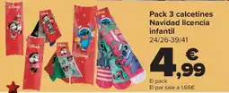 Carrefour Pack 3 calcetines Navidad licencia infantil oferta