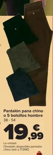 Carrefour Pantalón pana chino o 5 bolsillos hombre oferta