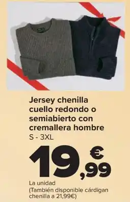 Carrefour Jersey chenilla cuello redondo o semiabierto con cremallera hombre oferta