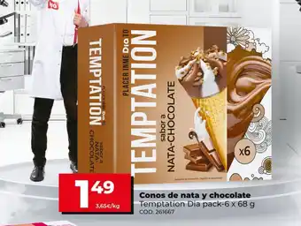Dia Temptation Dia Conos de nata y chocolate pack - 6 x 68 g oferta