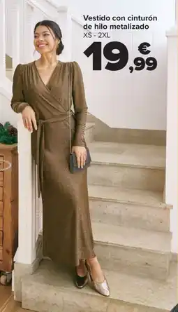 Carrefour Vestido con cinturón de hilo metalizado XS-2XL oferta