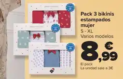 Carrefour Pack 3 bikinis estampados mujer S-XL oferta