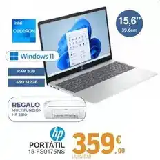 Hp - portátil 15-fs0175ns