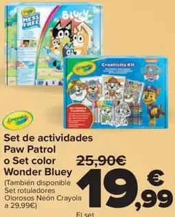 Carrefour Set de actividades Paw Patrol o Set color Wonder Bluey oferta