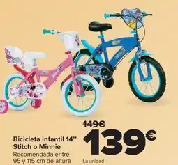 Carrefour Bicicleta infantil 14" Stitch o Minnie oferta