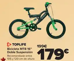 Carrefour TOPLIFE Bicicleta MTB 16" Doble Suspensión oferta