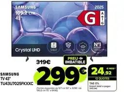 Carrefour SAMSUNG TV 43" TU43U7025FKXXC oferta