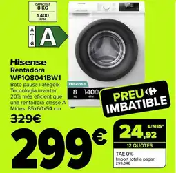 Carrefour HISENSE Rentadora WF1Q8041BW1 oferta
