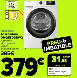 Carrefour HISENSE Assecadora DHQE800BW2 oferta