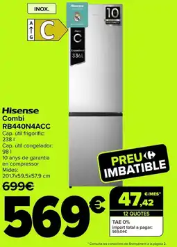 Carrefour HISENSE Combi RB440N4ACC oferta