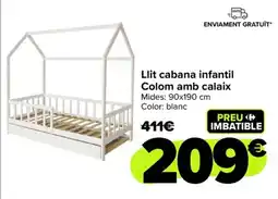 Carrefour Llit cabana infantil Colom amb calaix oferta