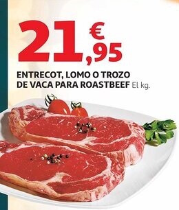 Entrecot, lomo o trozo de vaca para roastbeef