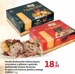 Alcampo COREN Pavita deshuesada rellena bacon uvas pasas y piñones o pularda deshuesada rellena de lascas oferta