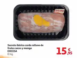 Alcampo EMCESA Secreto ibérico cerdo relleno de frutos secos y mango oferta