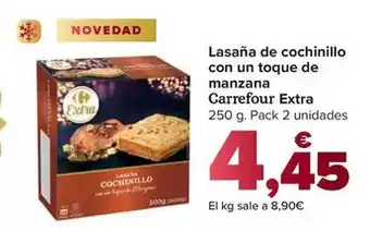 Carrefour extra - lasaña de cochinillo con un toque de manzana