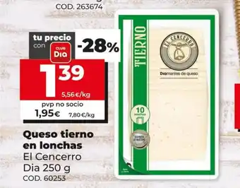 Dia El Cencerro Dia Queso tierno en lonchas 250g oferta