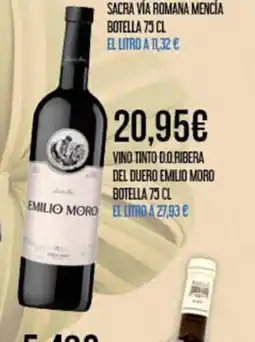Claudio Vino tinto d.o.ribera del duero emilio moro botella oferta