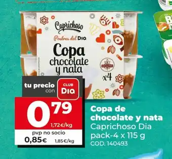 Dia Caprichoso Dia Copa de chocolate y nata pack-4 x 115g oferta