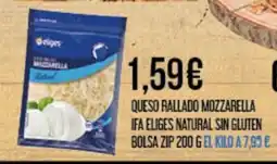 Claudio Queso rallado mozzarella ifa eliges natural sin gluten bolsa zip oferta