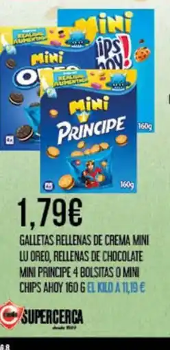 Claudio Galletas rellenas de crema mini lu oreo, rellenas de chocolate mini principe 4 bolsitas o mini chips ahoy oferta