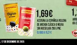Claudio Aceituna la española rellena de anchoa clásica o negra sin hueso lata oferta