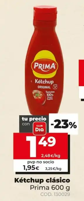 Dia Prima Kétchup clásico 600g oferta