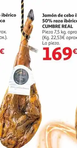 Alcampo CUMBRE REAL Jamón de cebo ibérico 50% raza ibérico oferta