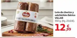 Alcampo VILLAR Lote de chorizo y salchichón ibérico oferta