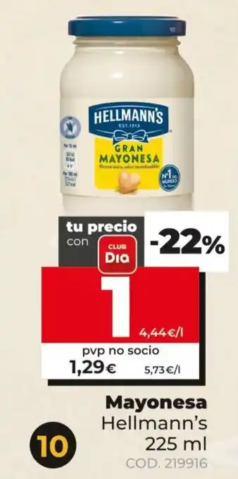 Dia Hellmann's Mayonesa 225ml oferta