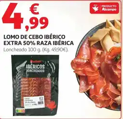 Alcampo AUCHAN Lomo de cebo ibérico extra 50% raza ibérica oferta