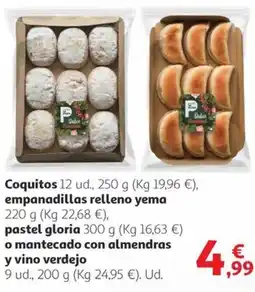 Alcampo Coquitos empanadillas relleno yema pastel gloria o mantecado con almendras y vino verdejo oferta