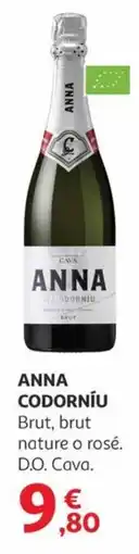 Alcampo ANNA CODORNÍU Brut, brut nature o rosé. D.O. Cava. oferta