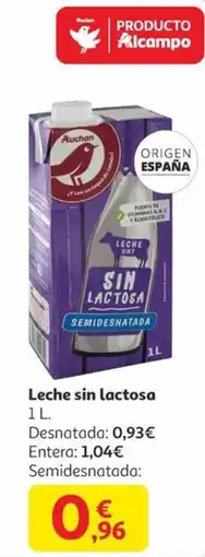 Alcampo AUCHAN Leche sin lactosa semidesnatada oferta