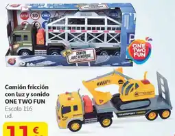 Alcampo ONE TWO FUN Camión fricción con luz y sonido oferta