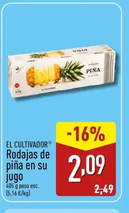 ALDI EL CULTIVADOR Rodajas de piña en su Jugo oferta