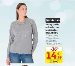 Alcampo INEXTENSO Jersey cuello redondo con lentejuelas oferta