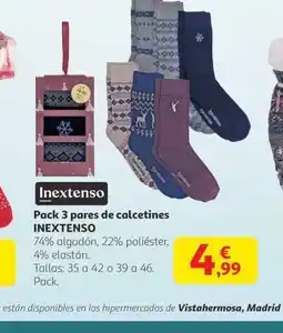 Alcampo INEXTENSO Pack 3 pares de calcetines oferta